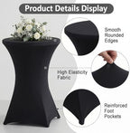 Cocktail Table Covers, Fitted Stretch, 4-Pack, Black in Black, alternate view 4
