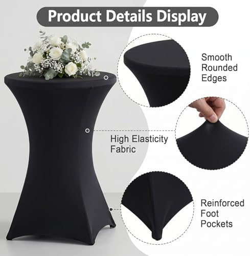 Cocktail Table Covers, Fitted Stretch, 4-Pack, Black in Black, alternate view 4
