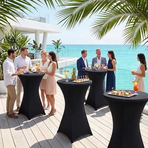 Cocktail Table Covers, Fitted Stretch, 4-Pack, Black in Black, alternate view 5