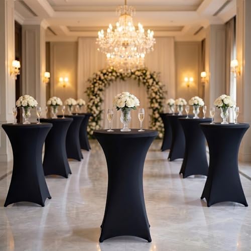 Cocktail Table Covers, Fitted Stretch, 4-Pack, Black in Black, alternate view 6