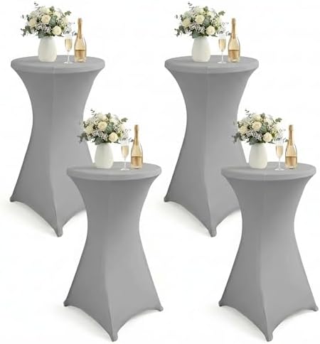 Cocktail Table Covers, Fitted Stretch, 4-Pack, Grey in Grey