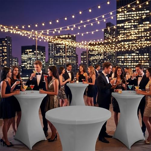 Cocktail Table Covers, Fitted Stretch, 4-Pack, Grey in Grey, alternate view 2