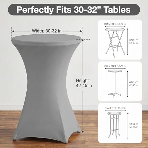 Cocktail Table Covers, Fitted Stretch, 4-Pack, Grey in Grey, alternate view 3