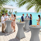 Cocktail Table Covers, Fitted Stretch, 4-Pack, Grey in Grey, alternate view 5