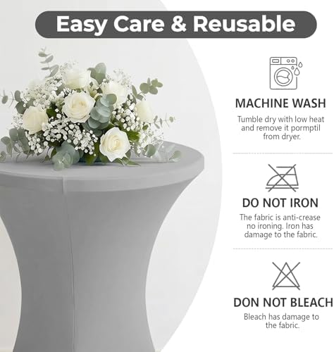 Cocktail Table Covers, Fitted Stretch, 4-Pack, Grey in Grey, alternate view 7
