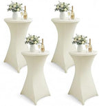 Cocktail Table Covers, Fitted Stretch, 4-Pack, Ivory in Ivory