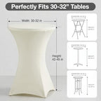 Cocktail Table Covers, Fitted Stretch, 4-Pack, Ivory in Ivory, alternate view 3