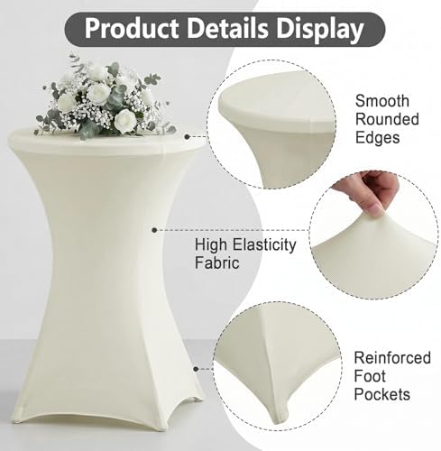 Cocktail Table Covers, Fitted Stretch, 4-Pack, Ivory in Ivory, alternate view 4