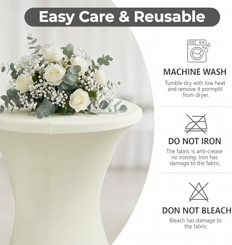 Cocktail Table Covers, Fitted Stretch, 4-Pack, Ivory in Ivory, alternate view 7