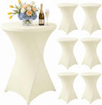 Cocktail Table Covers Ivory Spandex High Top Tablecloth 6 Pack