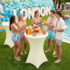 Cocktail Table Covers Ivory Spandex High Top Tablecloth 6 Pack, alternate view 2
