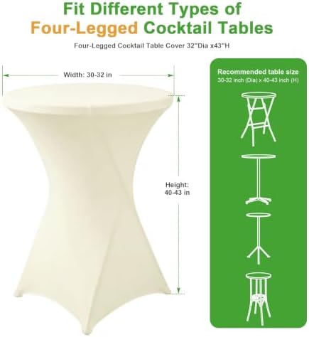 Cocktail Table Covers Ivory Spandex High Top Tablecloth 6 Pack, alternate view 3