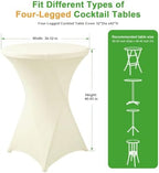 Cocktail Table Covers Ivory Spandex High Top Tablecloth 6 Pack, alternate view 3