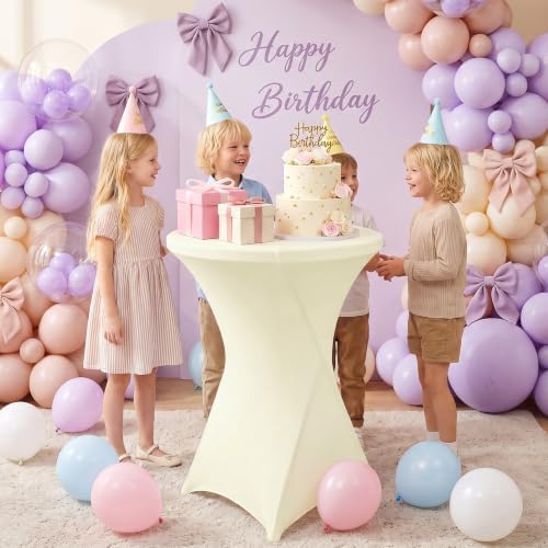 Cocktail Table Covers Ivory Spandex High Top Tablecloth 6 Pack, alternate view 4