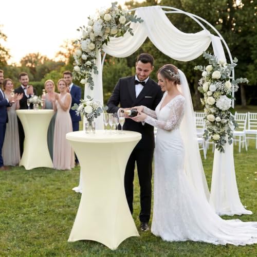 Cocktail Table Covers Ivory Spandex High Top Tablecloth 6 Pack, alternate view 7