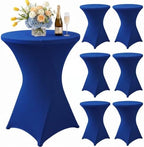 Cocktail Table Covers Navy Blue Spandex High Top Tablecloth 6 Pack