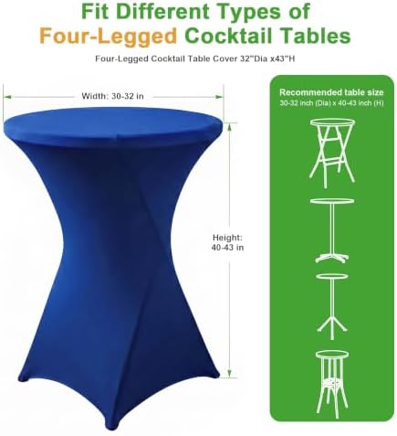 Cocktail Table Covers Navy Blue Spandex High Top Tablecloth 6 Pack, alternate view 3