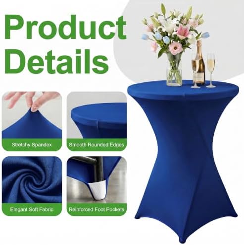 Cocktail Table Covers Navy Blue Spandex High Top Tablecloth 6 Pack, alternate view 4