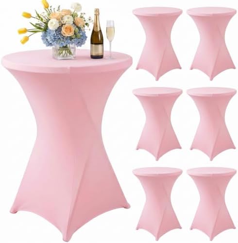 Cocktail Table Covers Pink Spandex High Top Tablecloth 6 Pack