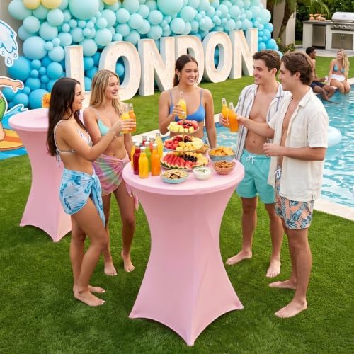 Cocktail Table Covers Pink Spandex High Top Tablecloth 6 Pack, alternate view 2