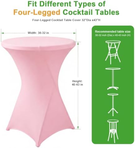 Cocktail Table Covers Pink Spandex High Top Tablecloth 6 Pack, alternate view 3