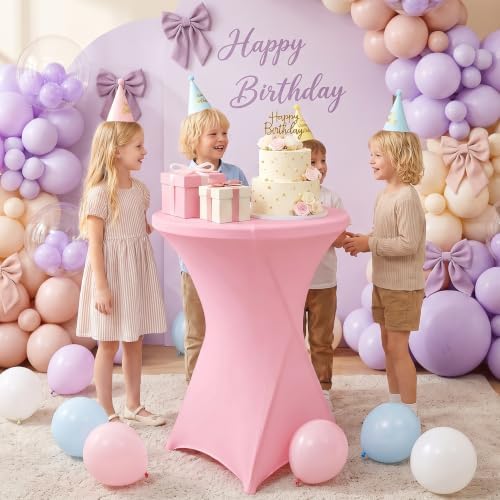 Cocktail Table Covers Pink Spandex High Top Tablecloth 6 Pack, alternate view 4