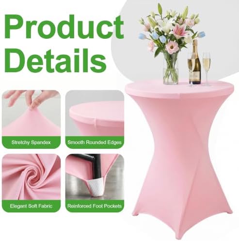 Cocktail Table Covers Pink Spandex High Top Tablecloth 6 Pack, alternate view 5