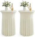 Cocktail Table Covers, Ruffle Skirt, 2-Pack, Spandex Ivory