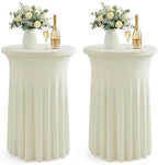 Cocktail Table Covers, Ruffle Skirt, 2-Pack, Spandex Ivory