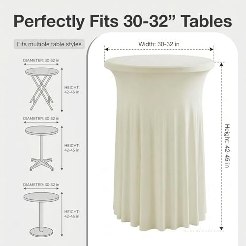 Cocktail Table Covers, Ruffle Skirt, 2-Pack, Spandex Ivory, alternate view 3
