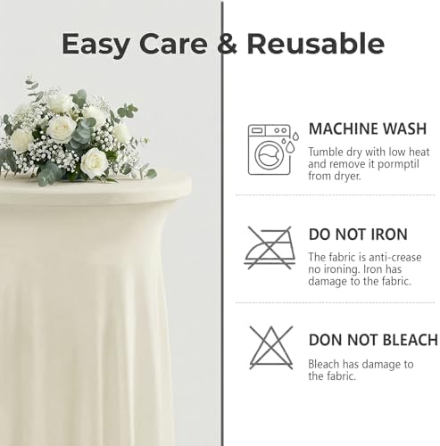 Cocktail Table Covers, Ruffle Skirt, 2-Pack, Spandex Ivory, alternate view 7