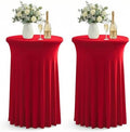 Cocktail Table Covers, Ruffle Skirt, 2-Pack, Spandex Red