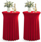Cocktail Table Covers, Ruffle Skirt, 2-Pack, Spandex Red