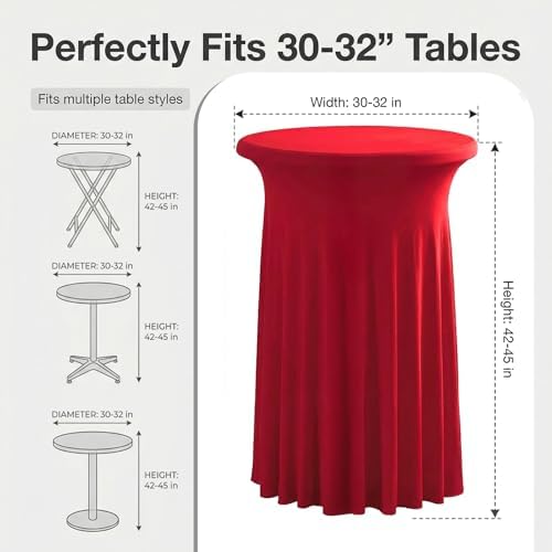 Cocktail Table Covers, Ruffle Skirt, 2-Pack, Spandex Red, alternate view 3