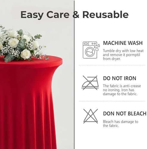 Cocktail Table Covers, Ruffle Skirt, 2-Pack, Spandex Red, alternate view 7