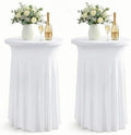 Cocktail Table Covers, Ruffle Skirt, 2-Pack, Spandex White
