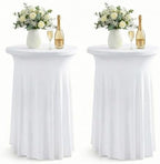 Cocktail Table Covers, Ruffle Skirt, 2-Pack, Spandex White