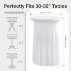Cocktail Table Covers, Ruffle Skirt, 2-Pack, Spandex White, alternate view 3