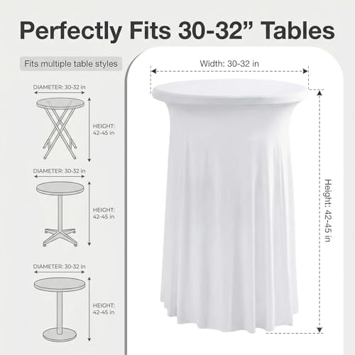 Cocktail Table Covers, Ruffle Skirt, 2-Pack, Spandex White, alternate view 3