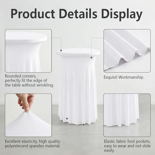 Cocktail Table Covers, Ruffle Skirt, 2-Pack, Spandex White, alternate view 4