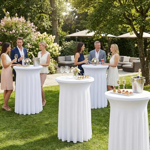 Cocktail Table Covers, Ruffle Skirt, 2-Pack, Spandex White, alternate view 5