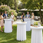 Cocktail Table Covers, Ruffle Skirt, 2-Pack, Spandex White, alternate view 5