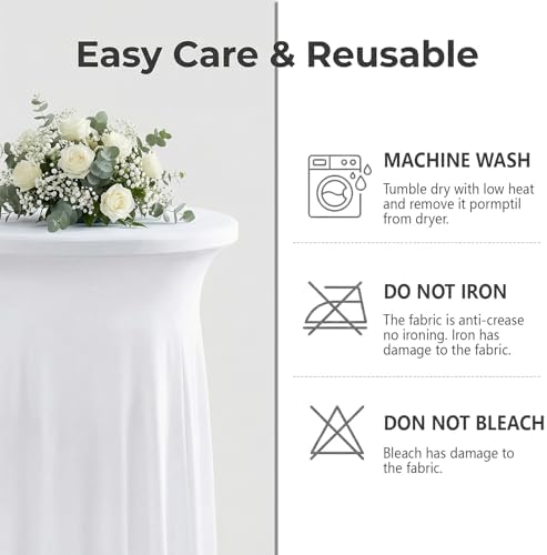 Cocktail Table Covers, Ruffle Skirt, 2-Pack, Spandex White, alternate view 7