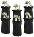 Cocktail Table Covers, Ruffle Skirt, 6-Pack, Spandex Black