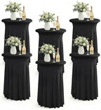 Cocktail Table Covers, Ruffle Skirt, 6-Pack, Spandex Black
