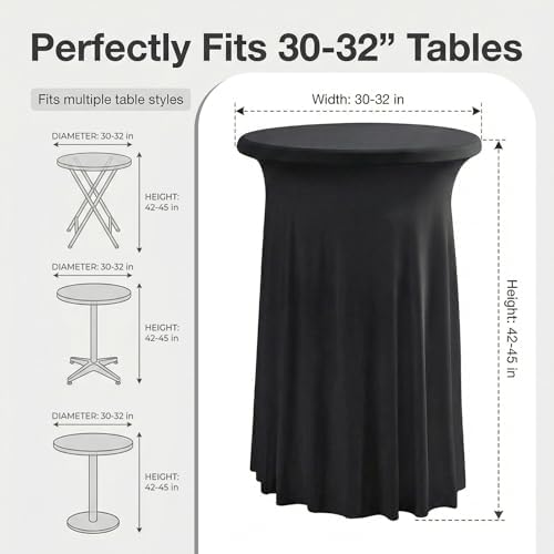 Cocktail Table Covers, Ruffle Skirt, 6-Pack, Spandex Black, alternate view 3