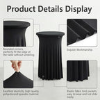 Cocktail Table Covers, Ruffle Skirt, 6-Pack, Spandex Black, alternate view 4