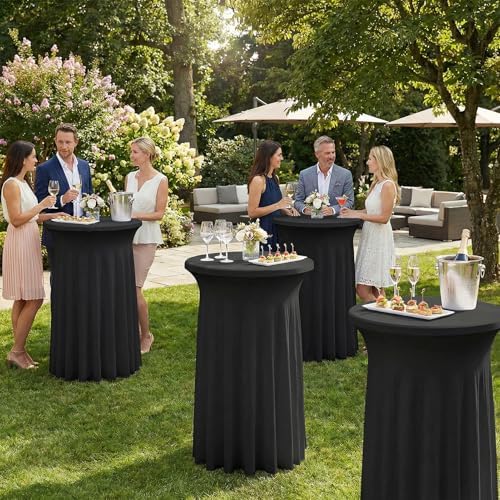 Cocktail Table Covers, Ruffle Skirt, 6-Pack, Spandex Black, alternate view 5