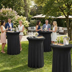 Cocktail Table Covers, Ruffle Skirt, 6-Pack, Spandex Black, alternate view 5