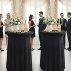 Cocktail Table Covers, Ruffle Skirt, 6-Pack, Spandex Black, alternate view 6
